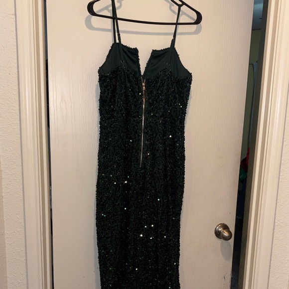 Glamorous Dark Green Sequin Midi Dress - Picture 5 of 7